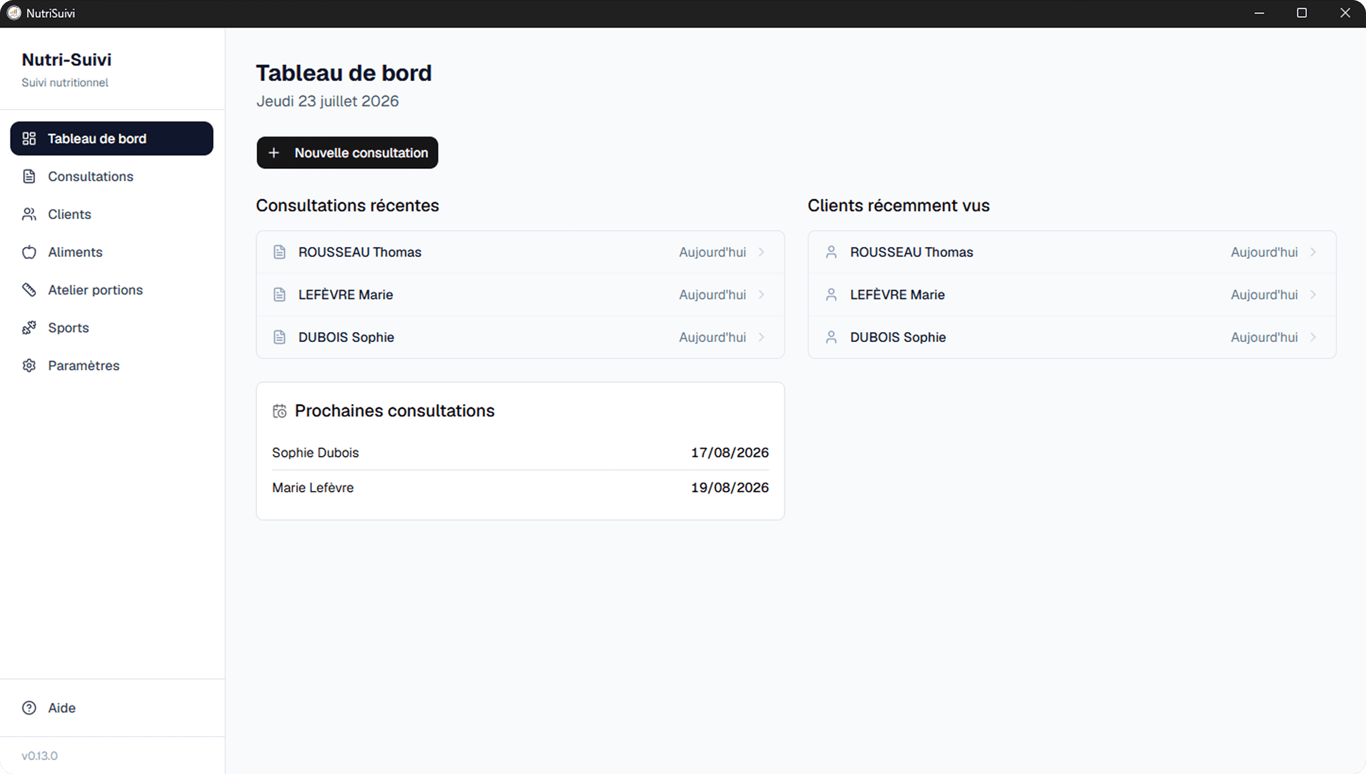 Aperçu du dashboard Suivea